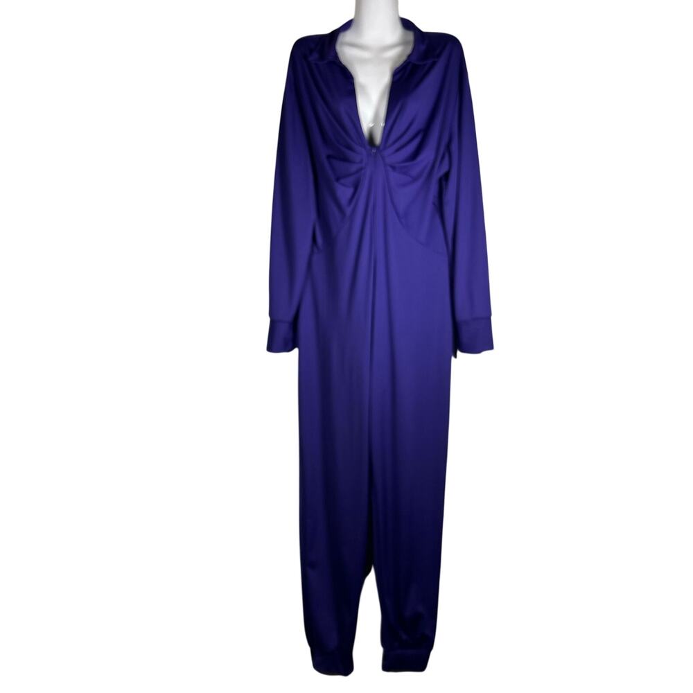 Women’s purple deep babydoll jumpsuit loose sinched-leg vintage style size XXL